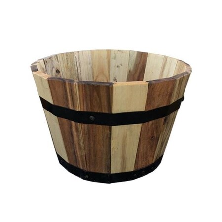 New Courtyard 13 x 8.25 in. Wood Barrel Wood Planter NE3253192